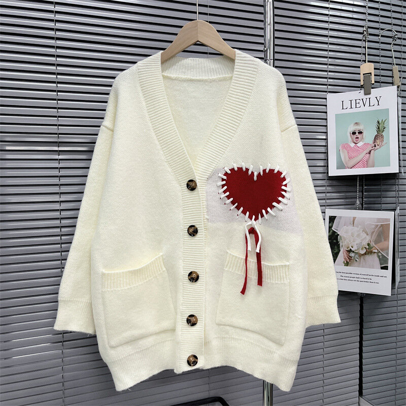 Gothic Sweater Men's Letter Sweater Print Knit Cardigan Button Street Sweater 2022 New Casual Loose Sweater Men's Clothing