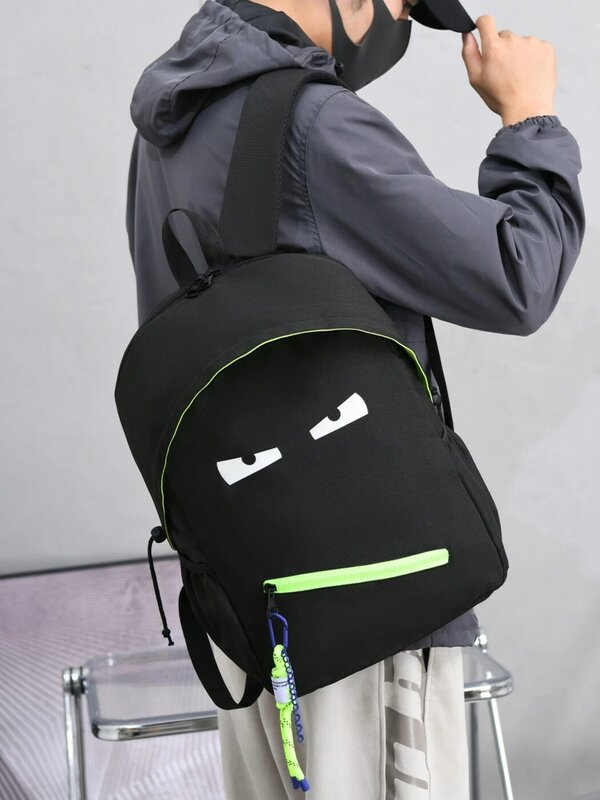 حقيبة مدرسية للطالبات في المدارس المتوسطة حقيبة ظهر هاراجوكو مونستر سوداء سعة كبيرة حقيبة ظهر كمبيوتر ترفيهية خفيفة