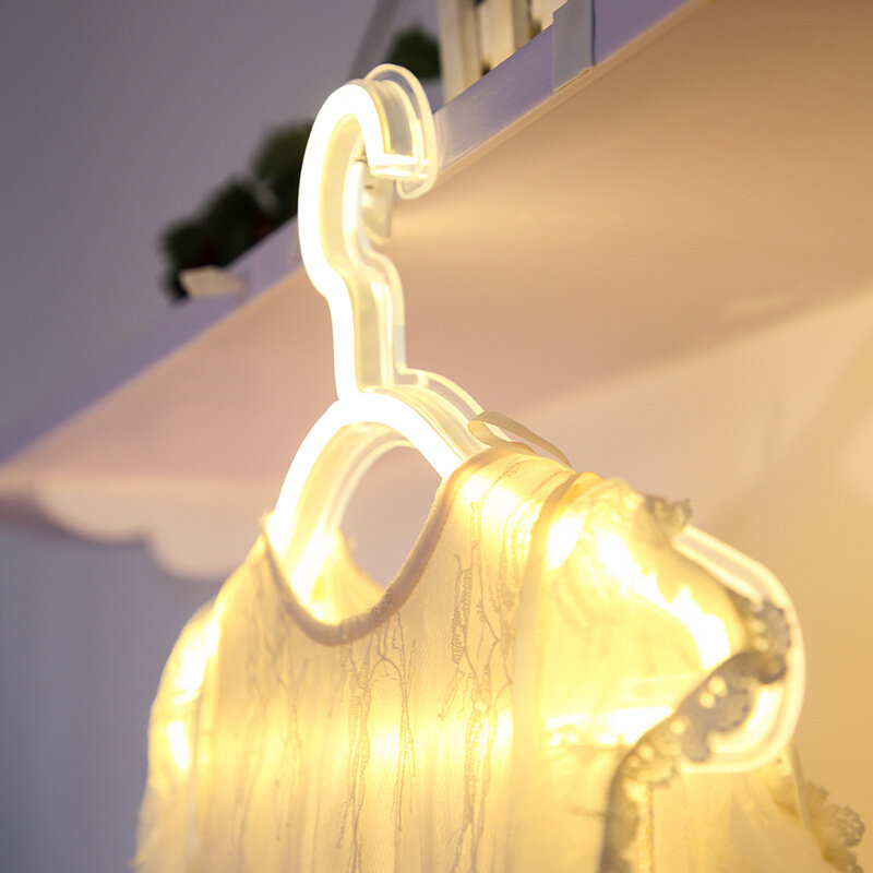 LED ضوء النيون تسجيل حامل ملابس شكل USB بالطاقة أضواء الزخرفية شماعات ضوء لغرفة النوم متجر الملابس الجدار الديكور #6