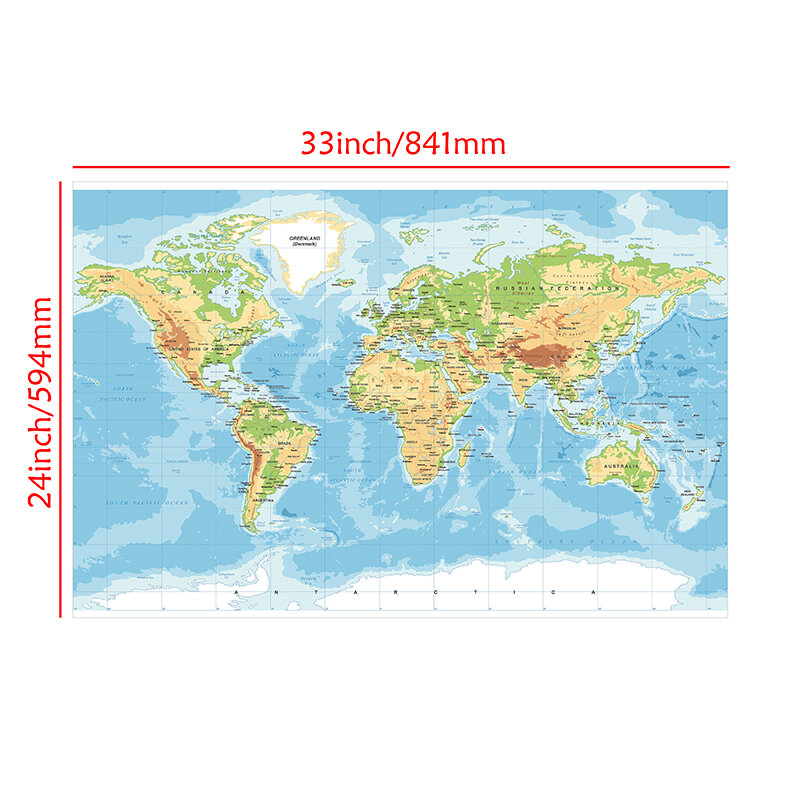 84x59cm Map Theme Background Cloth Prints for School Office Home Supplies and Classic Edition World Map of The World Posters