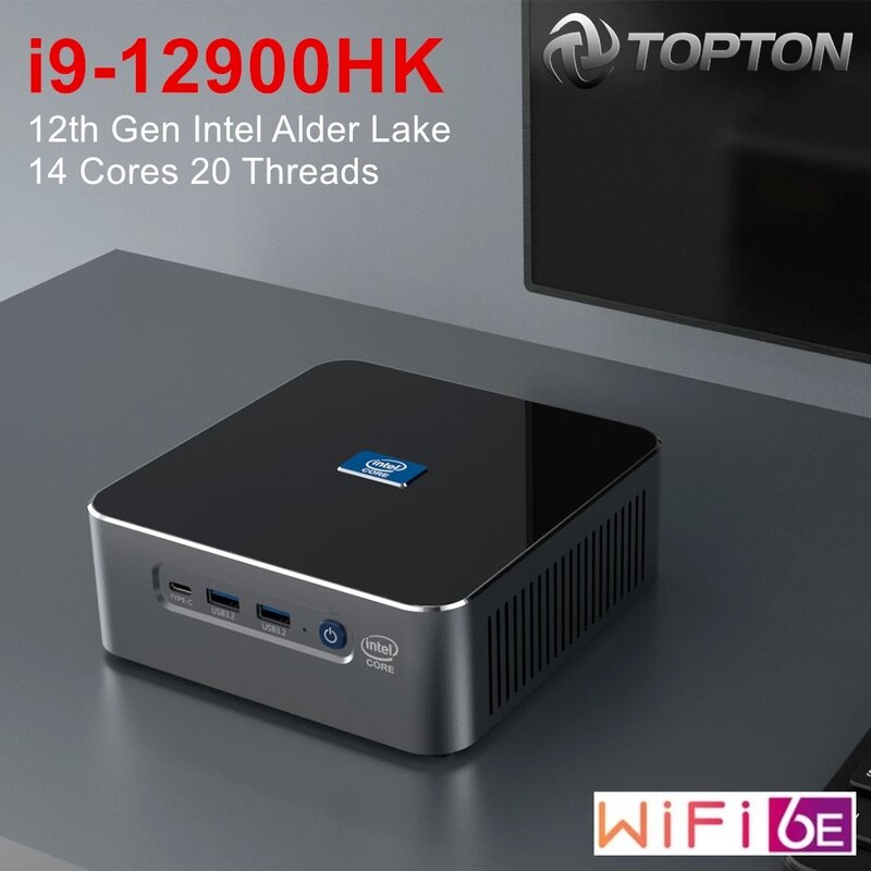 كمبيوتر صغير للالعاب من Topton S600 12th Gen Intel i9 12900HK i7 14 النوى 20 المواضيع المزدوجة LAN كمبيوتر سطح المكتب المصغر 8K HTPC WiFi6E BT5.2