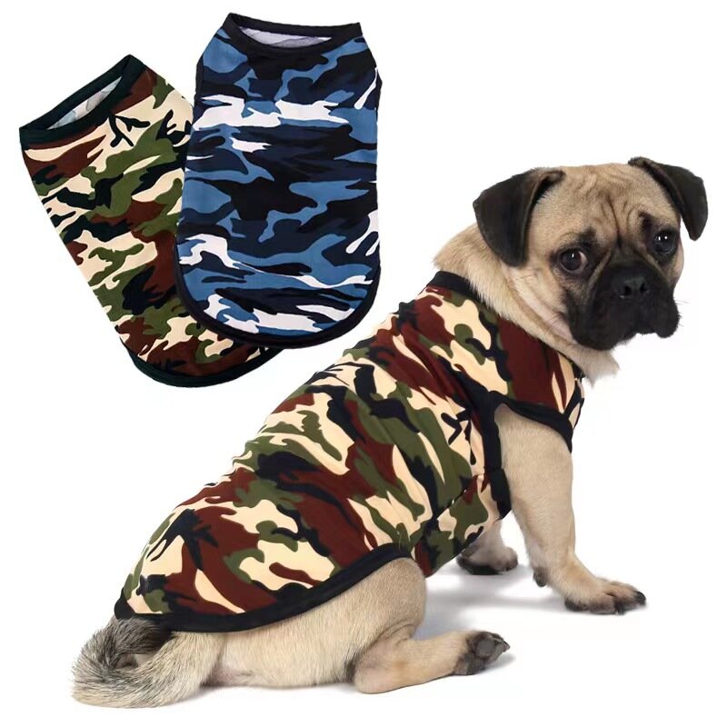 مستلزمات الحيوانات الأليفة ملابس الكلب ملابس الصيف كامو تي شيرت تنفس الملابس جرو الملابس البحرية الملابس الكلب الملحقات #1