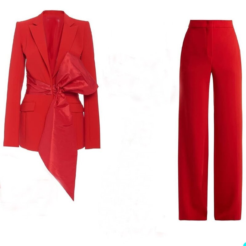 هوت كوتور بدلة نسائية بحزام السجادة الحمراء 2 قطعة الدعاوى التجارية البدلات الرسمية السترة لحفلات الزفاف (سترة + بنطلون)