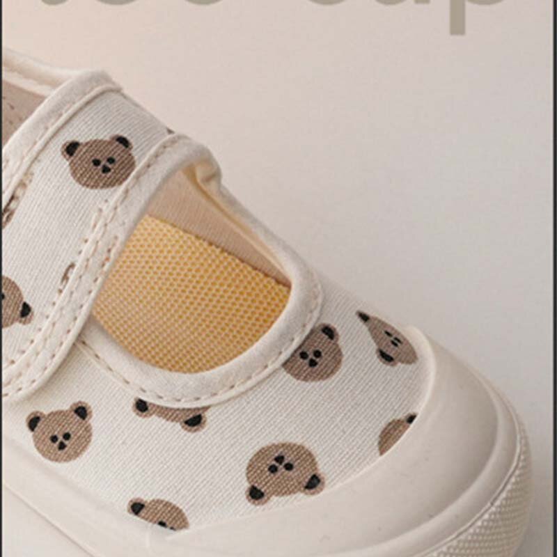 1-7Y أطفال بنات ربيع الخريف قماش أحذية غير رسمية الدب مطبوعة لطيف الأطفال الأحذية المدرسية تنيس Infantil طفل فتاة الأحذية