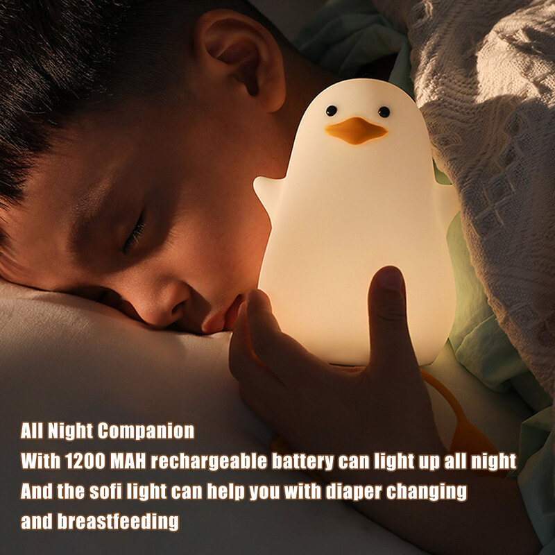 لطيف البطة ليلة ضوء سيليكون لطيف بطة مصباح للأطفال مصباح ليد بوحدة USB قابل لإعادة الشحن السرير مصابيح مع التحكم باللمس المحمولة Kawaii