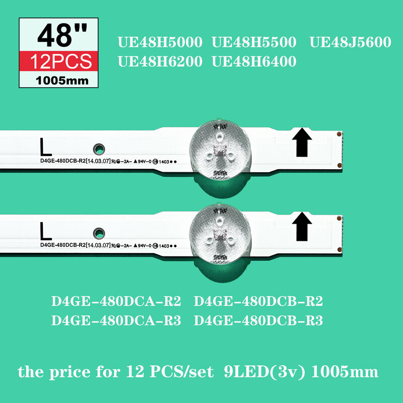 12 قطعة LED قطاع ل UE48H6200AK SAM_SUNG_2014SVS48F_3228 D4GE-480DCA-R2 D4GE-480DCB-R2 D4GE-480DCA-R3