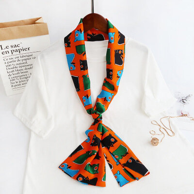 New Silk Scarf Elegant Shawls Women Elegant Korean Fashion Print Square Wraps Office Lady Neckerchief Bandana Satin Scarves