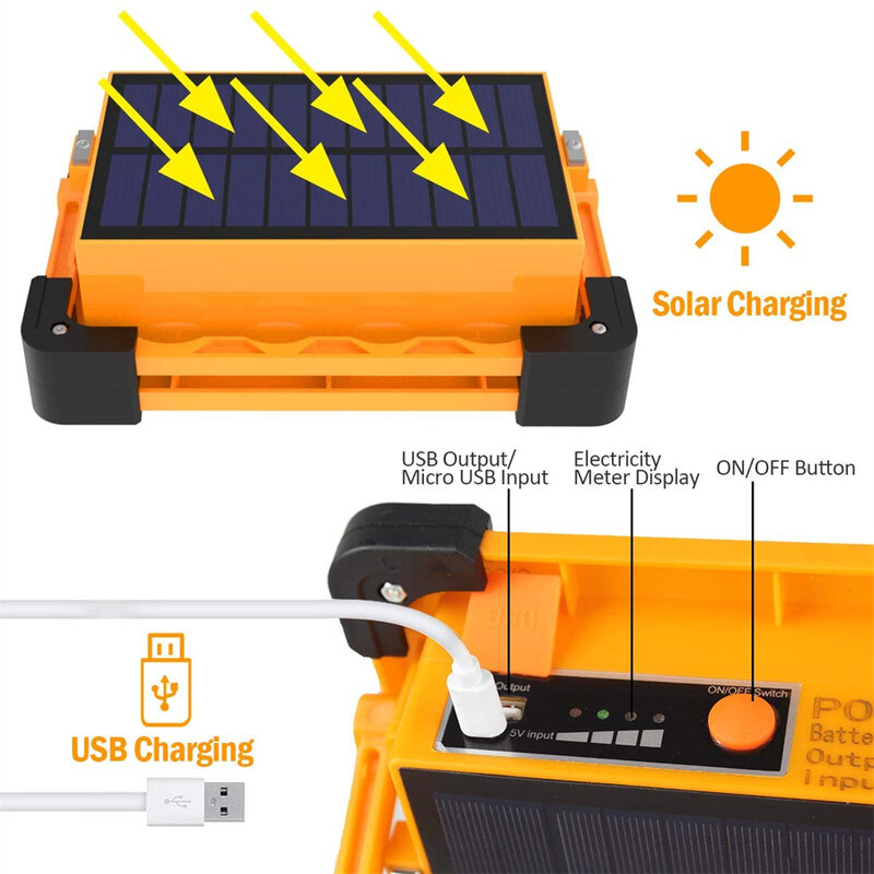 Solar Charging LED Work Light USB Rechargeable Work Lamp Waterproof Searchlight Foldable Spotlight with Built-in Battery Magnet #3
