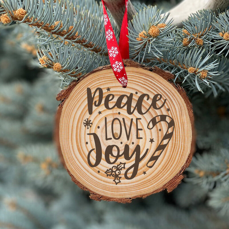 2pcs PEACE, LOVE, and JOY Christmas Ornaments Home Decoration Farmhouse Christmas Tree Decorations 2021 Holiday Gift M