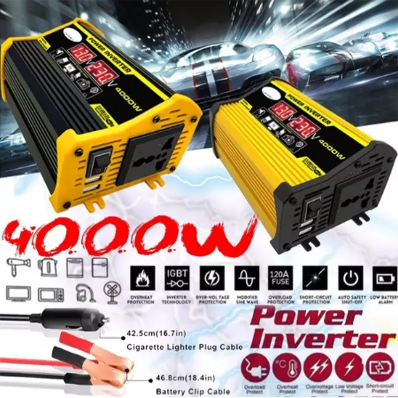 300W 12V To 220V/110V LED Display Car Power Inverter Converter Adapter Dual USB Voltage Transformer Modified Sine Wave