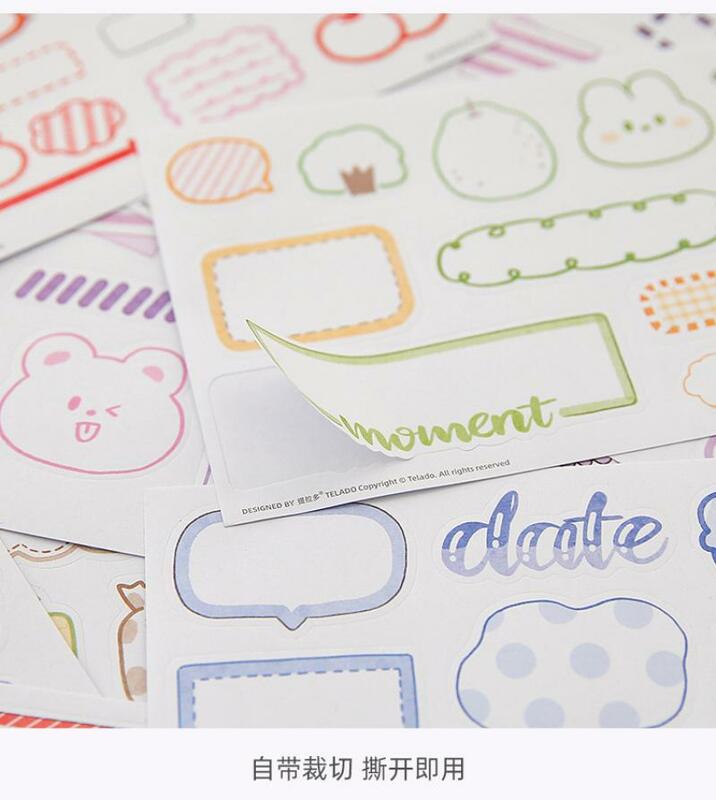 7 Pcs/pack Writing Frame Washi Tape Hand Tent Sticker Pet Waterproof Sticker Cute Girl Hand Ledger Children Sticker Stationery