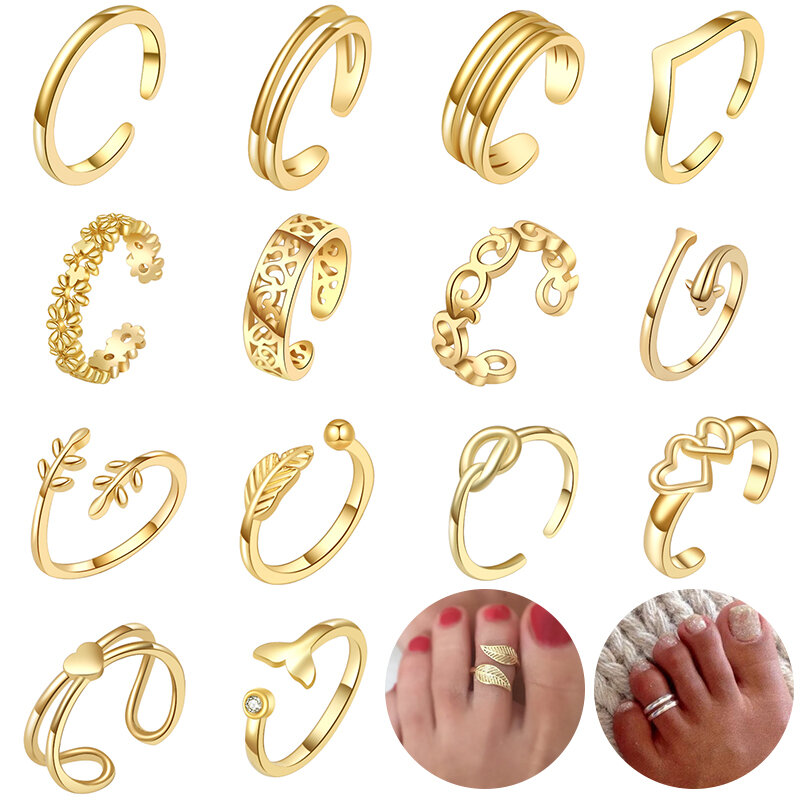 1 قطعة خاتم اصبع القدم قابل للتعديل للنساء الفتيات مفتوحة الذيل شريط خاتم مجوهرات للقدم هاواي #1