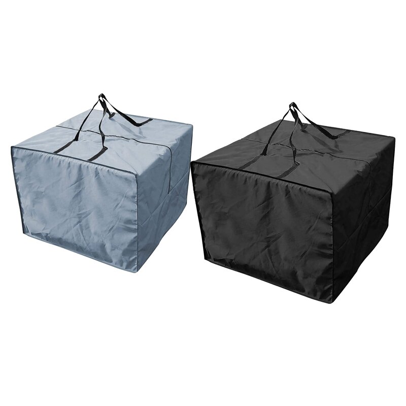 2 قطعة الأثاث في الهواء الطلق مقعد الوسائد تخزين حقيبة مقاوم للماء حديقة مجموعة يغطي حمل حقيبة مربع رمادي + أسود 81X81x61cm #1