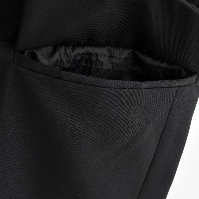 KEYANKETIAN جديد صدفي جيب زخرفة منتصف طول الأسود سترة معطف المرأة ركاب الرياح مستقيم دعوى طوق سترة علوية