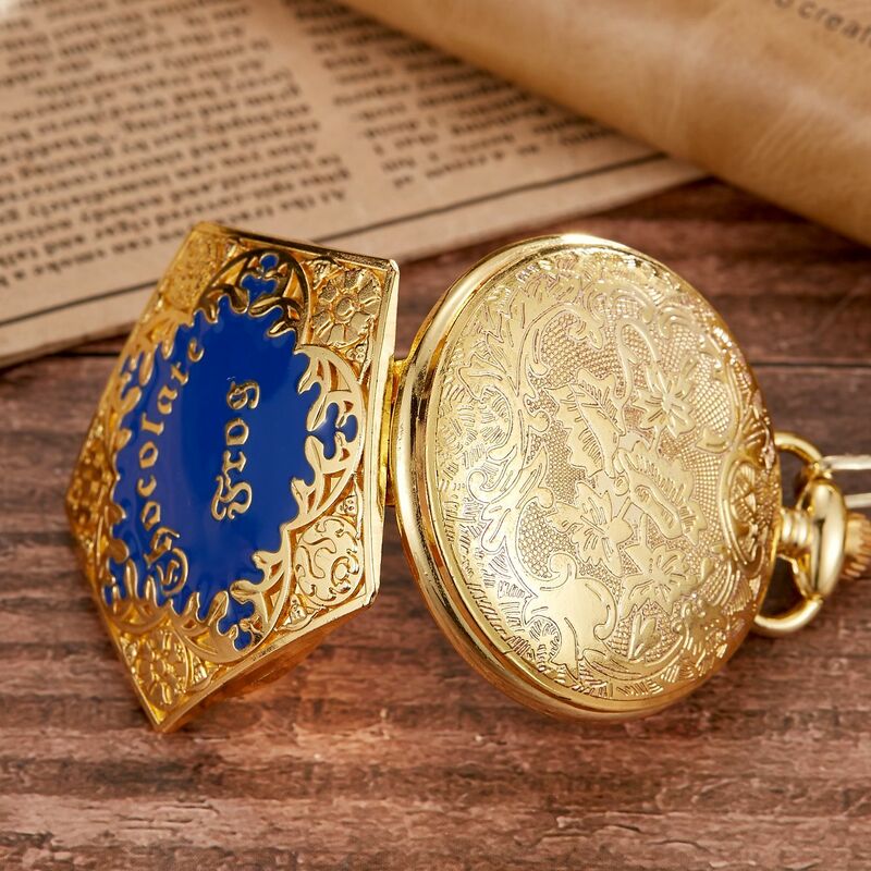 الذهبي البنتاغون على شكل غطاء ساعة جيب كوارتز الرجال النساء قلادة قلادة ساعة فوب سلسلة العتيقة ساعة هدايا الذكور