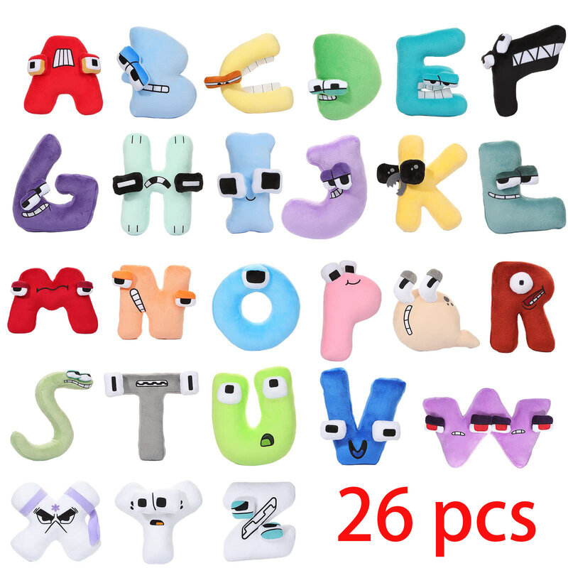 لعبة جديدة من القطيفة على شكل حرف أبجدي دمية أنيمي 26 حروف إنجليزية ألعاب محشوة للأطفال أرقام من لعبة مونتيسوري 0-9 هدايا من القطيفة