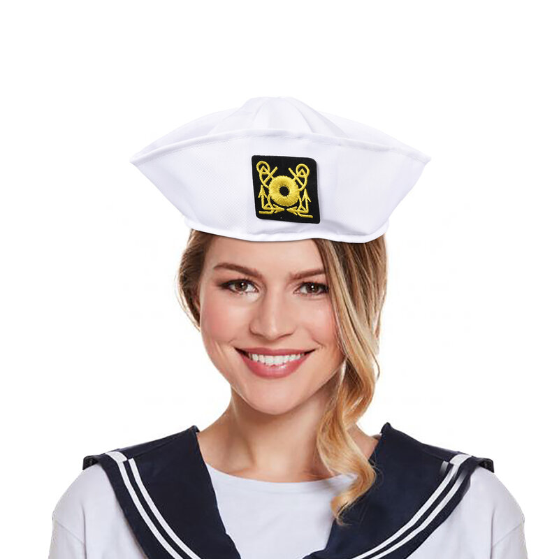 Navy Sailor Hat Costume Adjustable Sea Cap Navy Costume Accessory Sailor Hat For Sea Yacht Parties And Cosplay