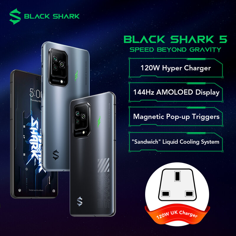 [World Premiere ] هاتف محمول Black Shark 5 الإصدار العالمي 5G شحن سريع 120 وات شاشة AMOLED بقدرة 144 هرتز متنقل مغناطيسي للالعاب