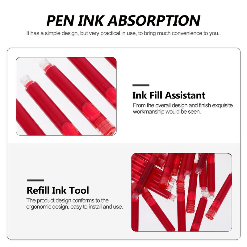 100pcs Fountain Pen Ink Cartridges Red Color Refill Ink Cartridges for Calligraphy Pen School Office Stationery Supplies