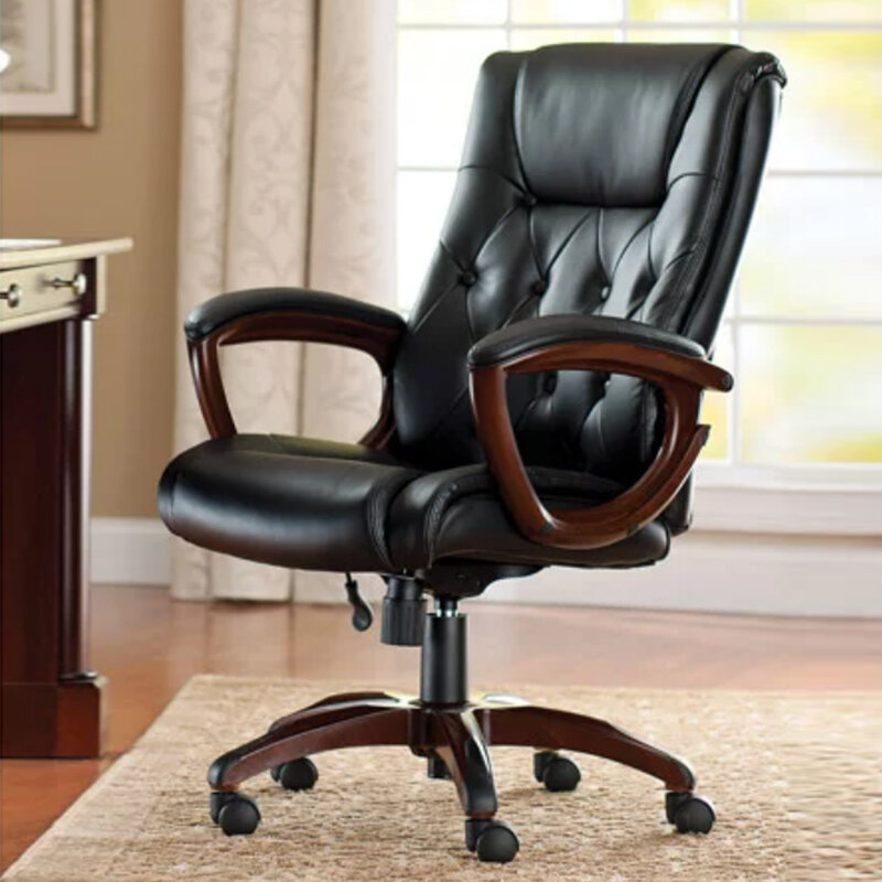 Better Homes and Gardens Executive, Mid-Back Manager's Office Chair with Arms, Black Bonded Leather