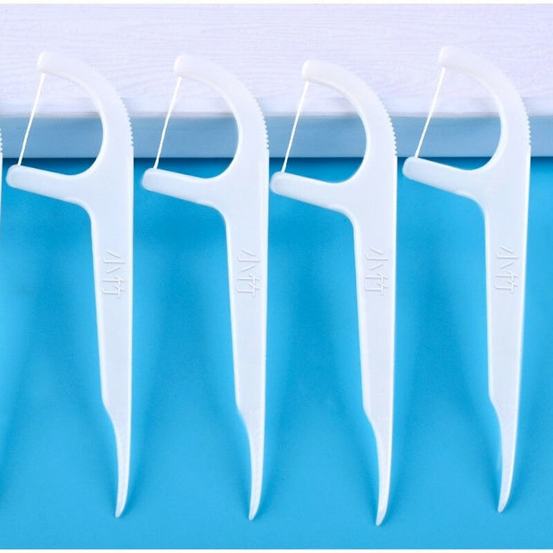50 قطعة الأسنان الخيط الخيط يختار المسواك مع موضوع فرشاة بين الأسنان تنظيف الأسنان الخيط اختيار العناية بالفم