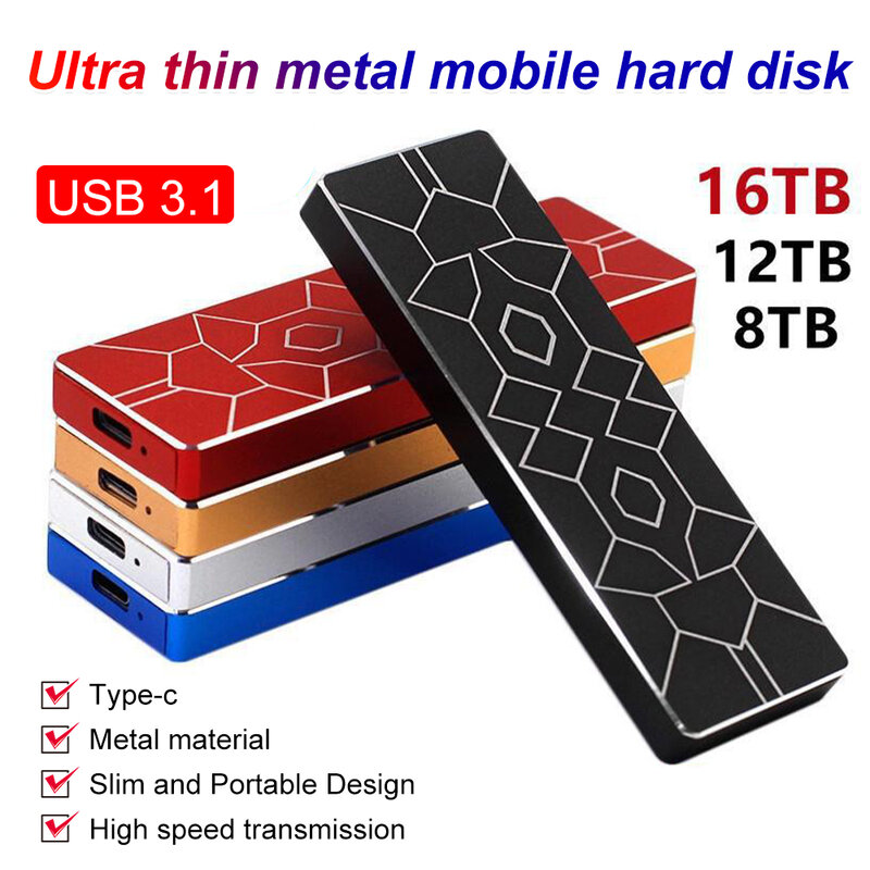 جديد 12 تيرا بايت 16 تيرا بايت 30 تيرا بايت SSD القرص الصلب المحمول المحمولة رقيقة جدا USB 3.1 واجهة Externe SSD Typc-C المحمولة القرص الصلب SSD