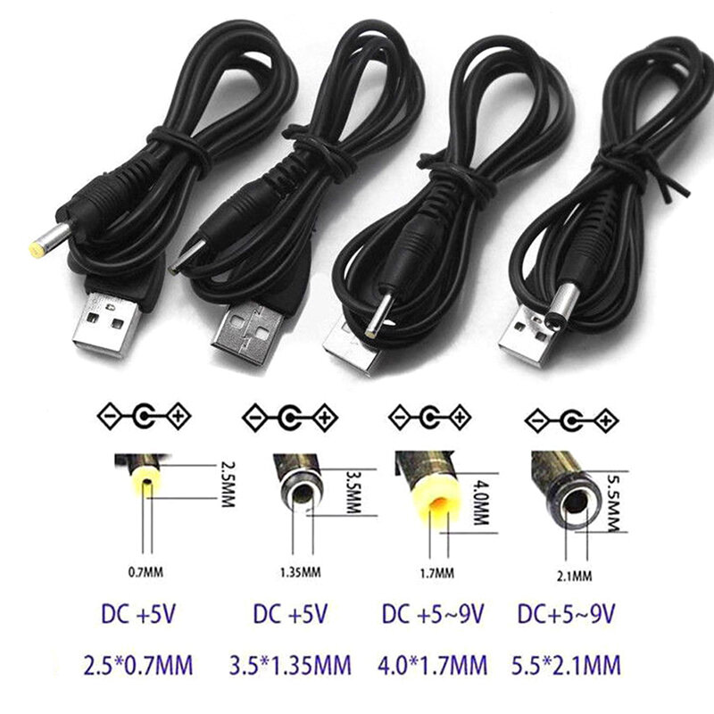 منفذ USB إلى 2.5 3.5 4.0 5.5 مللي متر 5 فولت تيار مستمر برميل جاك وصلة كابل الطاقة موصل أسود جودة عالية