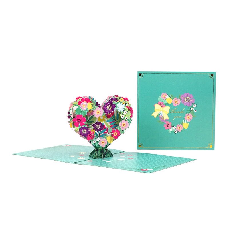 3D PopUp Card, Flower Heart, Handmade Popup Greeting Cards, for Birthday, Mother's Day, Valentine's Day, All Occasion