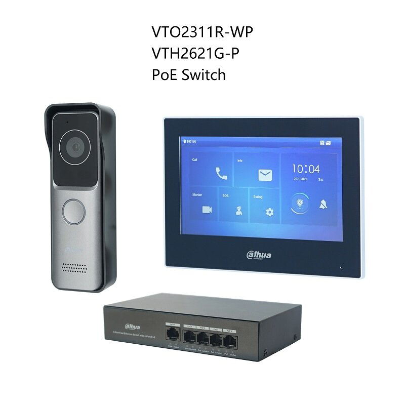 داهوا KTW02 متعدد اللغات IP فيديو إنترفون عدة ، ودعم بطاقة رفيد ، وتشمل VTO2311R-WP و VTH2621G-P / VTH2621GW-P ، رشفة البرامج الثابتة