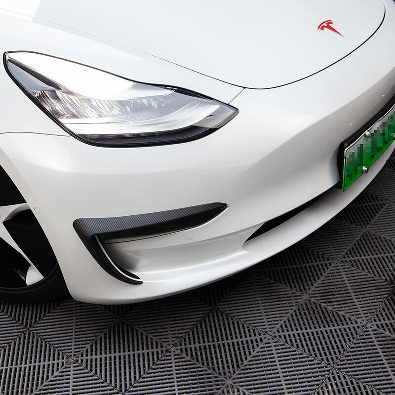 جديد حواف شفرة السيارة الأمامية لـ تسلا موديل 3 2022 ملحقات ألياف الكربون ABS Model3 2021 مصابيح الضباب الأمامية الديكور