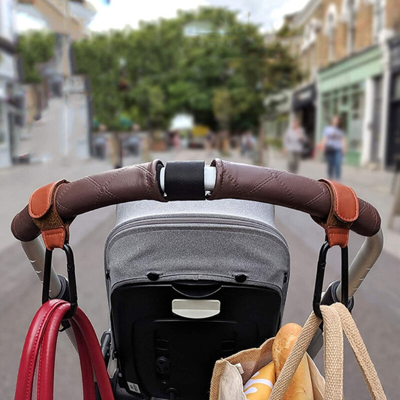 1/2 قطعة بولي Leather جلد الطفل حقيبة عربة هوك عربة عربة منظم 360 درجة تدوير هوك عالية الجودة الكروشيه عربة اكسسوارات