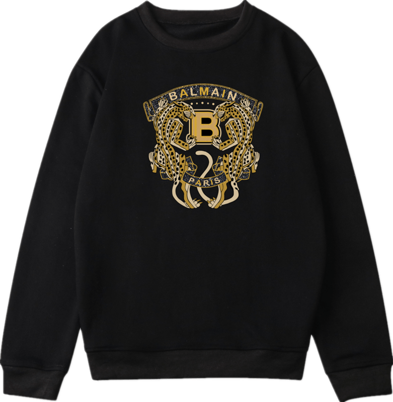 Balmain Men's And Women's Unisex Letter Printed Long Sleeve Crew Neck Pullover Casual Sweatshirts S-4XL