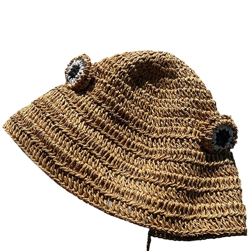 Straw Beach Hats Floppy Frog Eye Cute Fisherman Hat Summer Sun Hats For Women sun Protection Straw Hats Beach