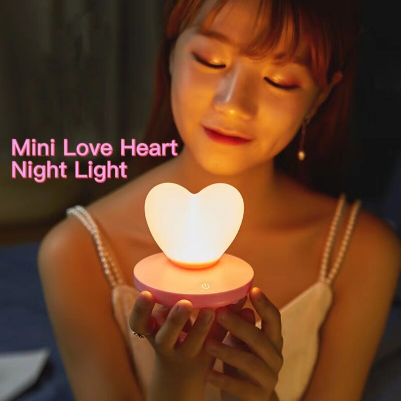 LED التحكم باللمس الجدول ليلة ضوء USB قابلة للشحن فتاة النمذجة مصباح توفير الطاقة رومانسية الحب شكل قلب الديكور مصباح
