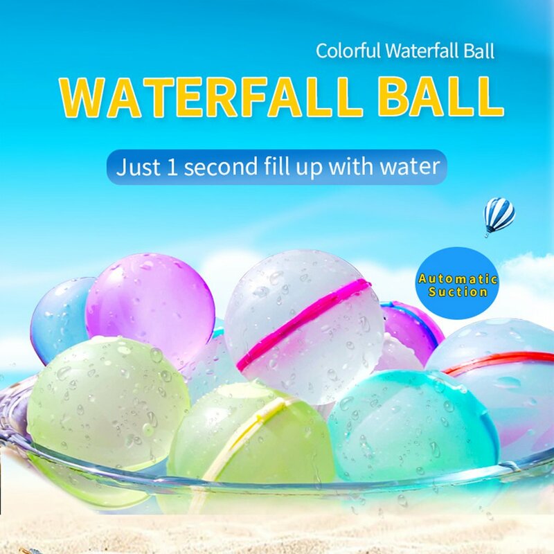 6 قطعة قابلة لإعادة الاستخدام بالونات المياه قنبلة سريعة ملء الذاتي ختم شلال الكرة الصيف في الهواء الطلق لعبة لحمام السباحة للأطفال والكبار ألعاب بالماء
