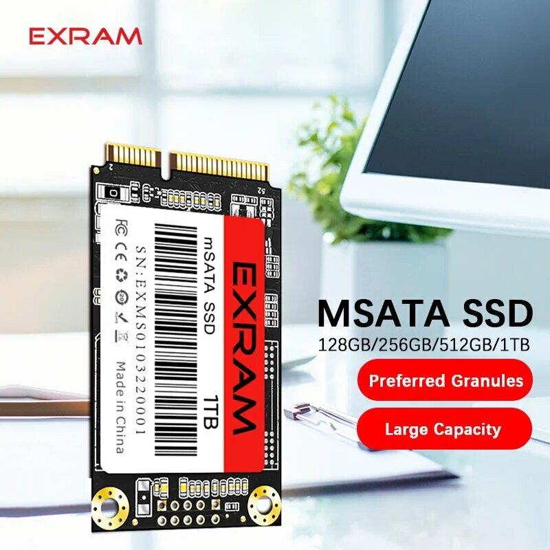 EXRAM SSD MSATA MINI SATA3 GB GB 1 من من نوع SATA sd محرك أقراص صلب داخلي SATA III للكمبيوتر المحمول جهاز po