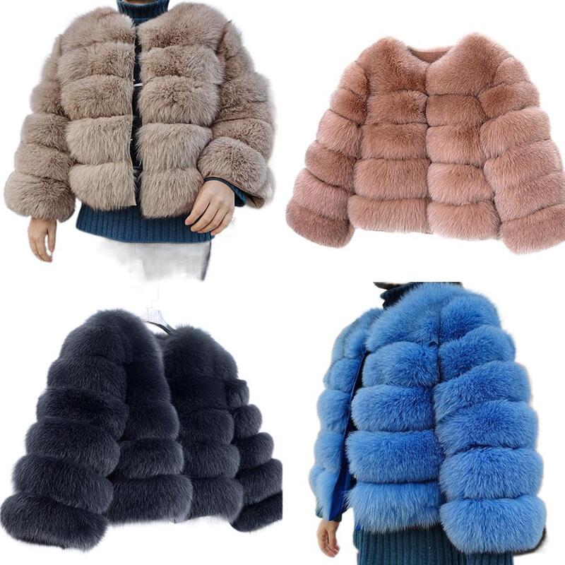 Women Natural Real Fox Fur Coat Winter Natural Fur Vest Jacket Fashion Slim Thicken Short Outwear Ladies Solid Warm Overcoat