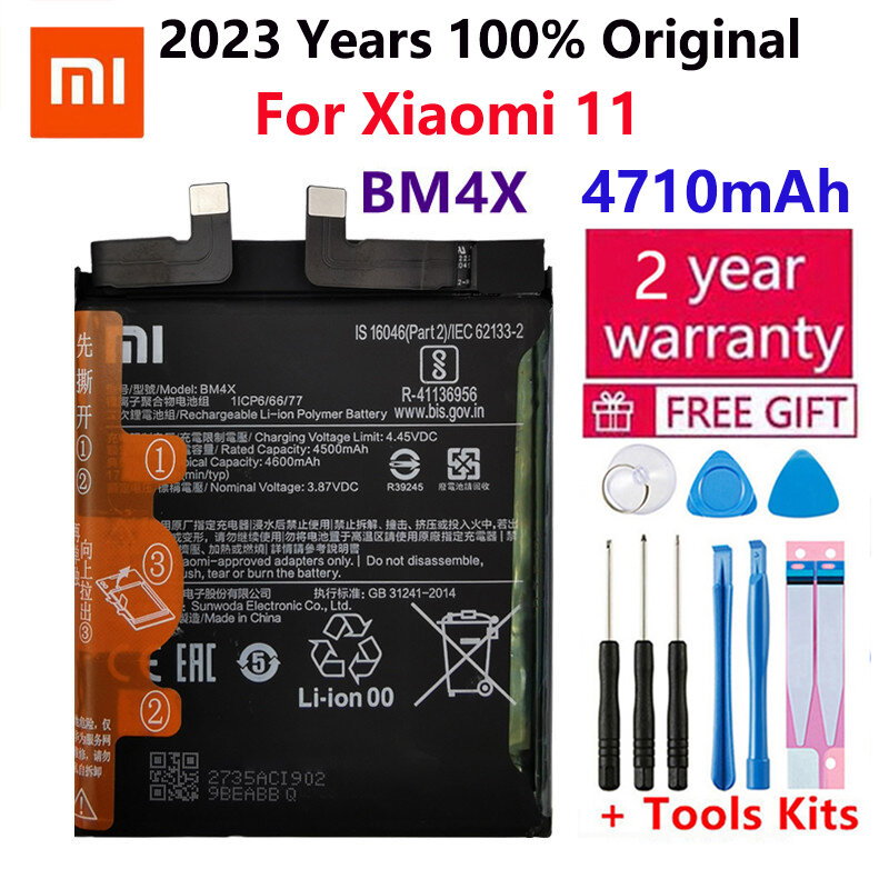 بطارية الهاتف الأصلي شياو مي BM4X 100% mAh الأصلي موديل 4710 لبطاريات شاومي 11 Xiaomi11 Mi11 للاستبدال