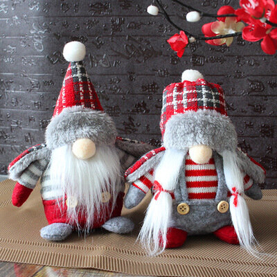 Merry Christmas Long Hat Swedish Santa Gnome Plush Doll Ornaments Handmade Elf Toy Holiday Home Party Decor New Year Gifts-1PC