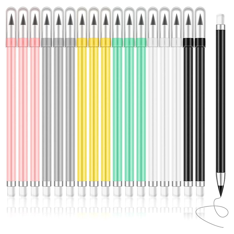 18 قطعة قلم رصاص بدون حبر قابلة لإعادة الاستخدام قلم رصاص الأبدية قلم رصاص قابل للمسح أقلام رصاص مع ممحاة لرسم الكتابة