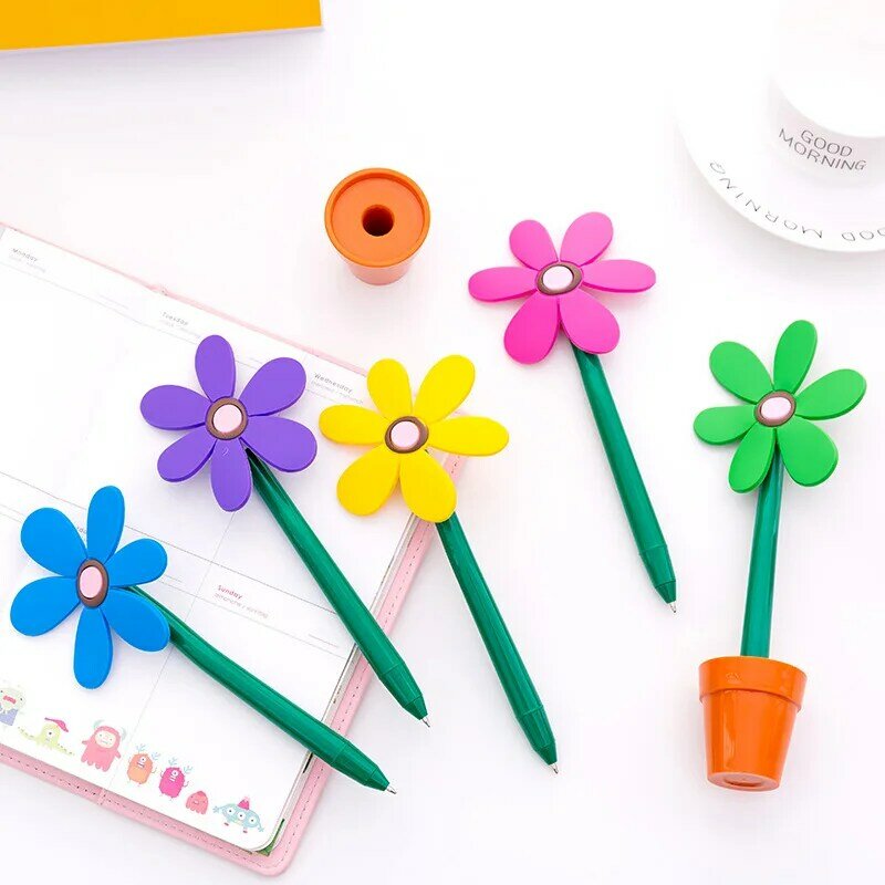 1 Pcs Stationery Cute Kawaii Potted plants Sunflower Ballpoint Pen Office School Supply Novel Creative Gift Funny #3