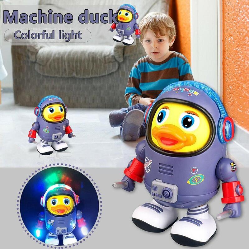 الفضاء بطة الرقص لعب الاطفال التفاعلية روبوت اللعب المشي بطة الفضاء عيد الميلاد الإلكترونية وامض الموسيقية الرقص الخفيفة V2M3