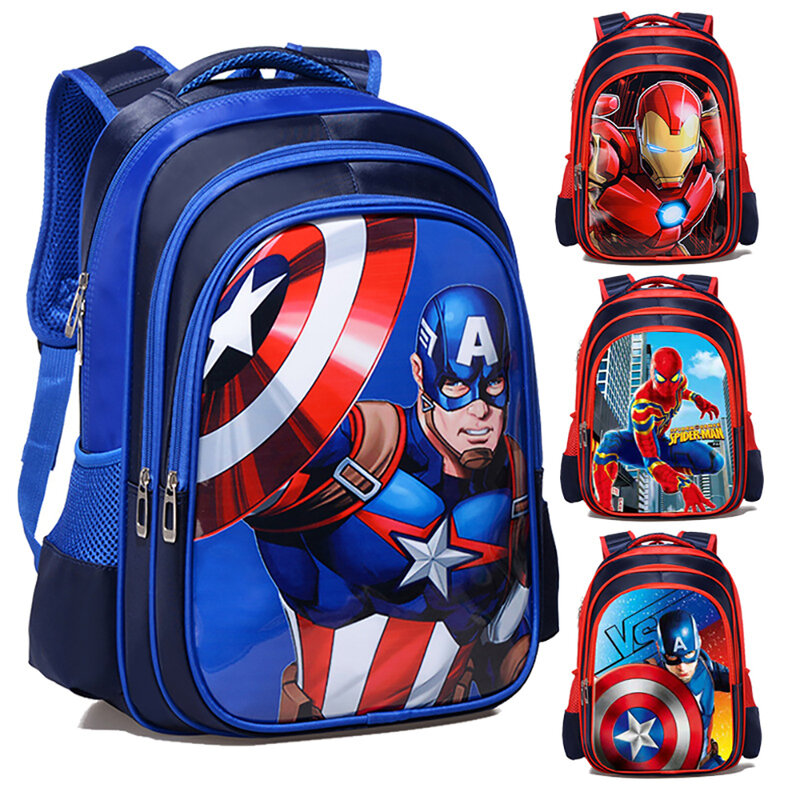 Marvel Children's Cartoon 3D Schoolbags For Boys Cute Spider-man Print High Quality Backpacks Kids Fashion Large Capacity Bags