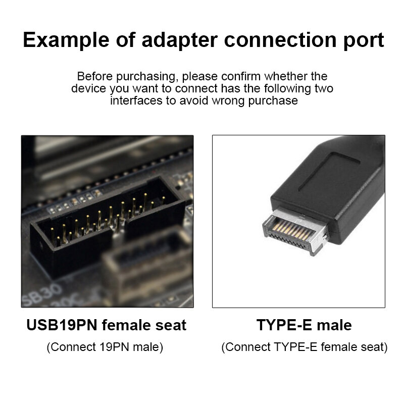 USB 3.1 محول اللوحة الأمامية نوع-E أنثى إلى USB 3.0 19PIN ذكر محول الداخلية العمودي رأس الخائن لنوع C اللوحة الأم #5