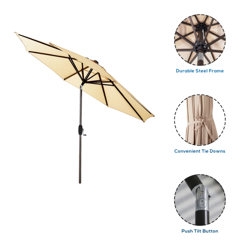 مظلات فناء 9 قدم مع قاعدة بلاستيكية برونزية متضمنة ، تركواز