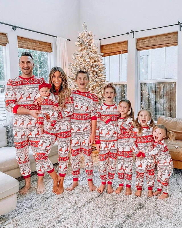 WENYUJH الأسرة عيد الميلاد مطابقة منامة مجموعة ملابس خاصة الأم الأب الاطفال مجموعة ملابس عيد الميلاد بيجامة زي ملابس النوم 2022
