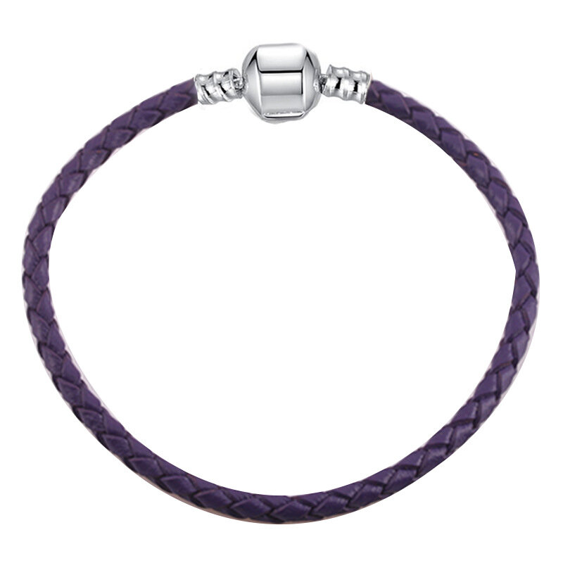 2022 New Black, Red for Pandora Leather Chain Charm Bracelet for DIY Beads Fine Bracelet for Women Lover Jewelry Gift