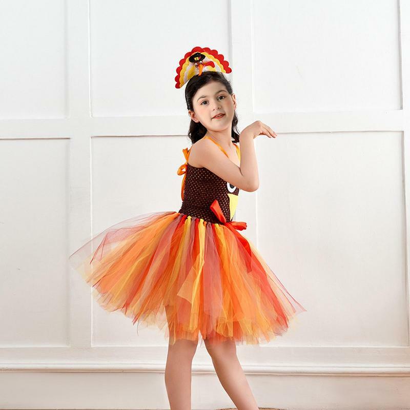 Girls Thanksgiving Tutu Dress Breathable Thanksgiving Dress Durable Cosplay Costume For Girls In 2-12 Age At Family Gatherings