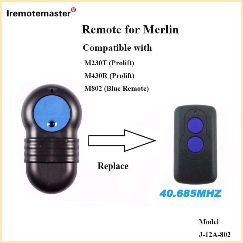ل Merlin M802 230T/430R الأزرق متوافق باب المرآب التحكم عن بعد Prolift 230T/430R