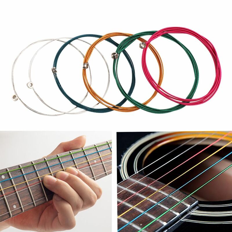 6 قطعة سلاسل الغيتار الصوتية قوس قزح الملونة الغيتار سلاسل E-A الصوتية الغيتار الشعبي الغيتار الكلاسيكي أجزاء متعددة الألوان